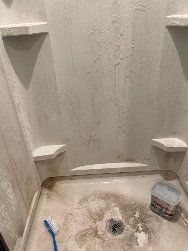 Shower before cleaning